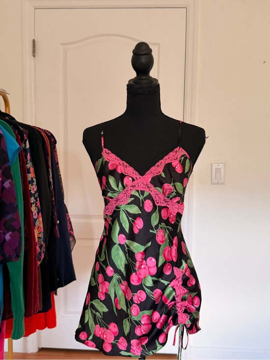 Victoria's Secret Dresses & Skirts - Vintage Victoria’s Secret Cherry Print Lace Mini Dress Y2K Size S